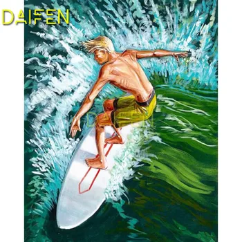 Pełna kwadratowy Diament malarstwo haftu surfing chłopiec deska morskiej miecz pełny okrągły Diament mozaika 5D DIY Diament haft