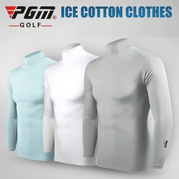 Pgm letni mężczyzna Golf lód jedwabne koszule z długimi rękawami ochrony przeciwsłonecznej topy oddychające szybkoschnące gęste mięśnie bielizna AA11814