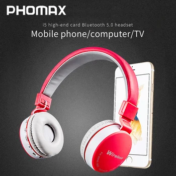PHOMAX bezprzewodowe słuchawki Bluetooth, słuchawki składane stereo regulowane słuchawki z mikrofonem dla telefonu PC TV Xiaomi Huawei