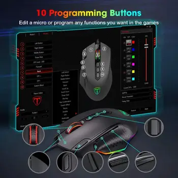 PICTEK 12000DPI przewodowa mysz Gamer ergonomiczna mysz USB z podświetleniem RGB 10 przycisków myszy komputerowych Windows