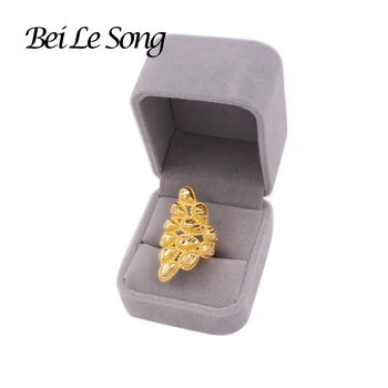 Pierścienie dla kobiet ślub nowy 24K kolor złoty pierścień kwiat ślub para zmienne wymiary pierścienie biżuteria Dubai Afrykańska żona prezenty biżuteria