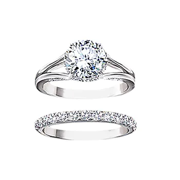 Pierścienie na palcach moda wykwintne temperament inkrustowane duży okrągły biały cyrkon wydrążony kobiecy zestaw pierścień pierścień bezbarwny