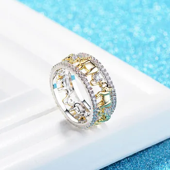 Pierścienie wysokiej jakości czysty metal moda złoto Lucky 3D słoń pierścień romantyczny Cyrkon pierścień dla mężczyzn/kobiet biżuteria Drop wysyłka K058