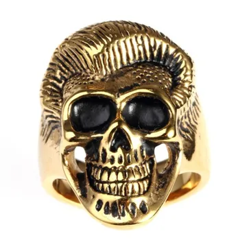 Pierścień ze stali nierdzewnej Tytanu stal Elvis Presley męski pierścień czaszki
