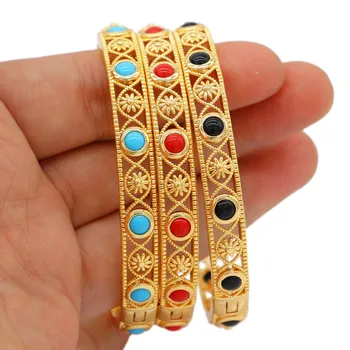 PINXUN kolorowe kamień Bransoletka Dubaj/afrykańskie/etiopskie kobiety mężczyźni kolor złoty bransoletka cyrkon biżuteria Arabskie hurtownia 1227-18