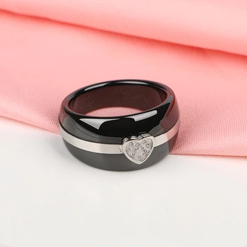 Piękny CZ serce obcy pierścień dla kobiet i mężczyzn wykonane ze zdrowymi ceramicznymi biżuterią nigdy nie znikną prezent dla kochanka rodziny
