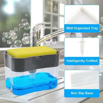 Plastikowa zlewozmywak szuflada do przechowywania podajnik gąbka dozownik mydła przewodnik i organizator dozownik mydła dozownik kuchenny gąbka G0E5