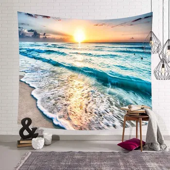 Plaża morska fala krajobraz 3D na ścianie gobelin joga ręczniki druku cyfrowego Salon Sypialnia ścienne, tkaniny dekoracyjne ozdoby domu