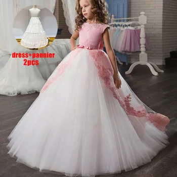 PLBBFZ długa sukienka nastolatek suknia dla Dzieci sukienki dla dziewczynek dzieci Księżniczka koronki suknia wieczorowa 10 12 lat Vestidos