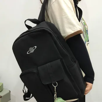 Plecaki Damskie czarne codzienne proste Harajuku School Book-Bag Teenage Girls Mochilas Ulzzang Large capacity Cargo Fashion Star