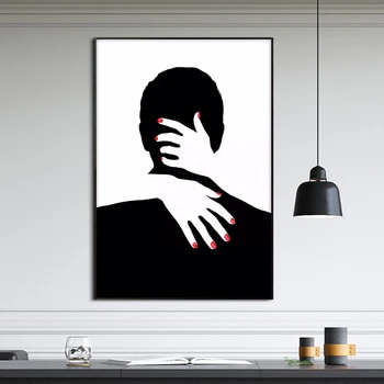 Pocałunki Czarno - Biała Sexy Kobieta, Miłość, Ręce, Ramiona, Płótno Malarstwo Ścienne Artystyczne Obrazy Do Salonu Nowoczesne Dekoracje Bez Ramy