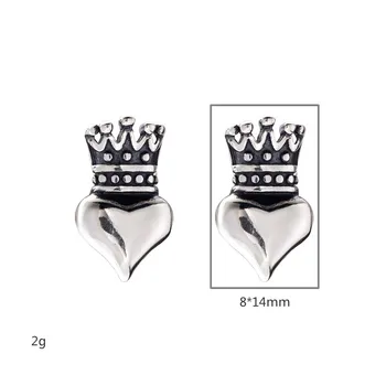 Podpórka Do Książek Vintage, Punk Korona Król Królowa Serce Kolczyki Moda Biżuteria Grzywny 925 Srebro Kolczyki Pręta Dla Kobiet