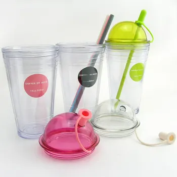 Podwójna warstwa BPA za darmo plastikowa butelka wody ze słomy kawa, sok, mleko Spacecup przenośny sportowy lub herbaty 560 ml SH18
