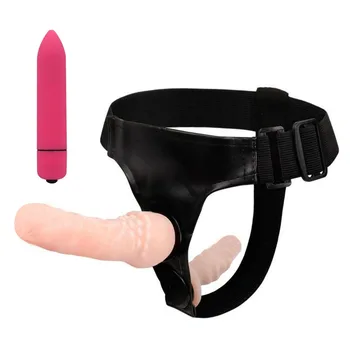 Podwójny strap-on dildo realistyczny penis i 10 trybów mini dildo wibrator sex zabawki dla kobiety lesbijki pary masturbator