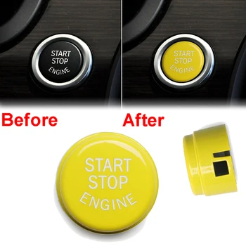 Pokrywa przełącznika przycisku start stop silnika pojazdu Żółta pokrywa przyciski do BMW serii 1234567 z śrubokrętem taśmą