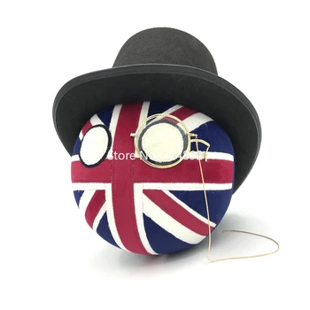 Polandball pluszowe zabawki Countryballs pluszowe lalki wielka Brytania wielka Brytania piłkę i kreskówka okulary kapelusz kask cosplay na prezent