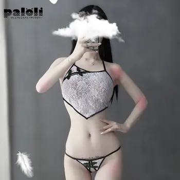 Pololi 2020 New Retro Cheongsam Sexy Underwear Women ' s Sexy Perspektywa Lace Three Point Belly Bag Suit Uniform Temptation