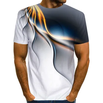 Popularna koszulka męska z krótkim rękawem 3D Printed Lightning T-shirt Unique Raindrop T-shirt Loose O-neck letnia odzież Męska