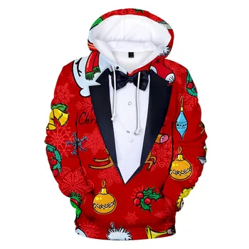 Popularne sprzedaż Świąteczny prezent zabawny fałszywy garnitur krawat 3D bluza Mężczyźni/Kobiety ulica odzież z długim rękawem bluzy bluza dres topy
