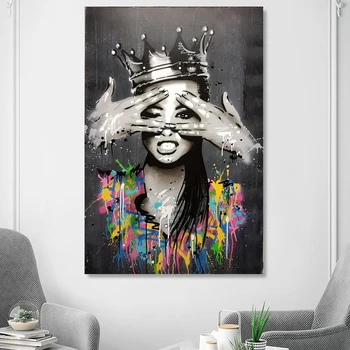 Portret obraz na płótnie Malarstwo Rysunek uchwyt sztuka graffiti wystrój domu streszczenie damskie wzory Bansky art pop plakaty i wydruki