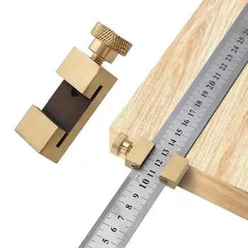 Pozycjonowanie blok Kaliber mosiężny blok obróbki drewna narzędzia narożna stalowa linijka lokalizator łatwa instalacja i prosta konstrukcja