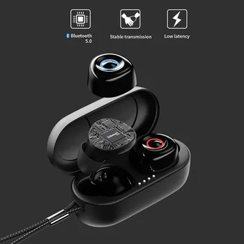 Prawdziwa komunikacja bezprzewodowa Bluetooth słuchawki zestaw słuchawkowy premium dźwięk ze wskaźnikiem led inteligentny ekran dotykowy mikrofon wodoodporny pasek