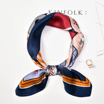 Prawdziwy jedwabny szalik dla kobiet drukuj jedwabne kwadratowe chusty kreskówka szalik moda Bufanda Wiosna Foulard Femme 65x65 cm