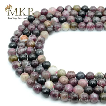 Prawdziwy kamień naturalny kolorowe турмалиновые okrągłe koraliki do wyrobu biżuterii 4 6 8 10 mm Gem Spacer koraliki Diy bransoletka hurtowych