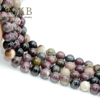 Prawdziwy kamień naturalny kolorowe турмалиновые okrągłe koraliki do wyrobu biżuterii 4 6 8 10 mm Gem Spacer koraliki Diy bransoletka hurtowych