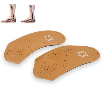 Premium 3/4 okrągły skóra wkładki ortopedyczne dla wsparcia łuku stopy wkładki do butów, płaskostopie korektor Mężczyźni Kobiety podeszwa butów obcas ostroga