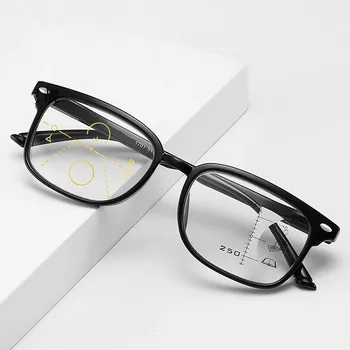 Progressive multifocal obiektywy okulary do czytania męska i damska duża ramka kwadratowe anty-światło niebieskie okulary dioptrii 1.0 1.5 2.0