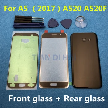 Przedni panel zewnętrzny obiektyw + tylna pokrywa baterii tylna szklana pokrywa obudowy do Samsung Galaxy A5 2017 A520 A520F