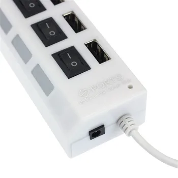 Przenośny 7 portów LED USB 2.0 adapter koncentratora zasilania on/off przełącznik złącze urządzenia złącza kablowe do KOMPUTERA notebook sprzedaż Hurtowa komputerów PC adapter