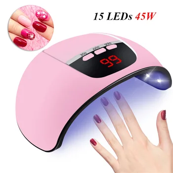 Przenośny USB UV lampa LED 45w paznokci suszarka do manicure żel-lakier profesjonalny Smart Nail Art narzędzia maszyna Domowy salon lód lampy