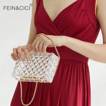 Przezroczysta torba luksusowe designerskie przezroczysta akrylowa skrzynia lodu torba kobiety dziewczyna lato retro starodawny poprawiny portfel torba 2020