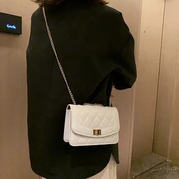 PU koreański styl romb Crossbody bag świeże torba prosty, pełny kolor torba dla kobiet o dużej pojemności damska, modna torba 2020 Hot