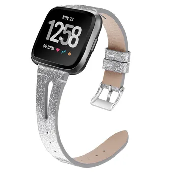 PU+Leather Bling Watch Band Wristband dla Fitbit Versa Smart Watch Strap sportowy bransoletka modna bransoletka akcesoria