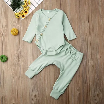 Pudcoco 0-18M Baby Boy Girl Clothes Set New Fashion Nowonarodzony kombinezon Kombinezon stałe bawełniane długie spodnie zestaw ubrań
