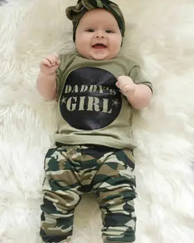 Pudcoco 2019 nowa moda Babe Baby Clots Newborn Baby Boy Girls Camo t-shirt topy długie spodnie kostiumy zestaw ubrań 2 szt.