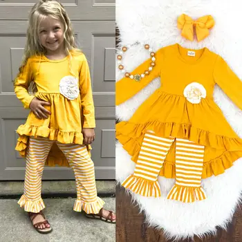 Pudcoco 2020 Kwiatowy Dziecko Dzieci Dziewczyna Bawełna Top Sukienka Spodnie Legginsy Stroje Odzież