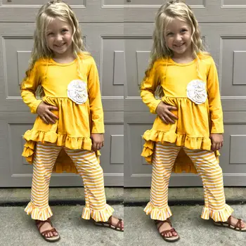 Pudcoco 2020 Kwiatowy Dziecko Dzieci Dziewczyna Bawełna Top Sukienka Spodnie Legginsy Stroje Odzież