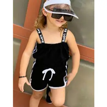 Pudcoco dziecko dziewczynka odzież z ramienia chusta crop topy, krótkie spodnie 2 szt. stroje bawełniane ubrania strój sportowy lato