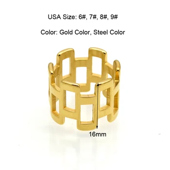 Punk kolor złoty damski Panel geometryczne kwadratowe pierścienie 316L stal nierdzewna sworzeń pierścienie dla kobiet Bague sprzedaż Hurtowa biżuterii anillos