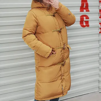 Płaszcze zimowe dla kobiet Oversize Solid z kapturem grube ciepłe x-długie parki damska kurtka