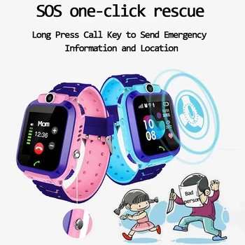 Q12 dzieci inteligentne zegarki SOS Phone Watch Wodoodporny IP67 Smartwatch For Kids With Camera Sim Card Kids Gift For IOS Android