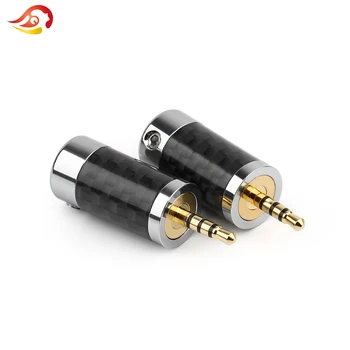 QYFANG Родиевая miedzi 2,5 mm 4 bieguny stereo włókna węglowego złącze słuchawkowe audio jack dla słuchawek przewód wtyk metalowy adapter