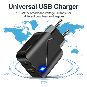 Ranipob PD Charger 18W Dual USB Quick Charge 3.0 ładowarka baterii dla iPhone, 12 Pro Samsung QC 3.0 Cargador Mobile Phone Charger Adapte
