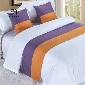 RAYUAN Color Matching bawełniana narzuta łóżko Biegacz rzucić do domu, hotel, sypialnia pościel wystrój łóżko ogon ręcznik dekoracyjny bieżnik