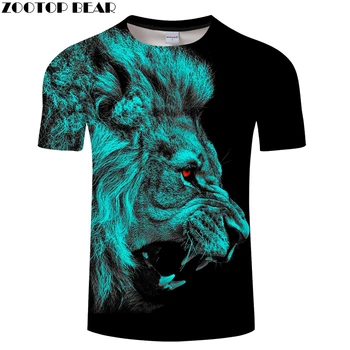 Red Eye Lion tshirt Men t Lion shirt t-shirt 3D Animal Top Streatwear Tee z krótkim rękawem Camiseta Boy Hip Hop Drop Ship ZOOTOPBEAR
