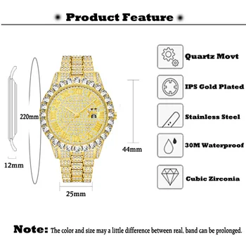 Relogio Masculino Missfox Luxury Brand Man Watch Replica Imitaciones Marcas De 18K Gold Diamond nowoczesny męski zegarek z kuponami